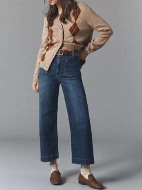 Maeve Colette High-Rise Wide-Leg Cropped Jeans Mini Fern Wash 28 Tall